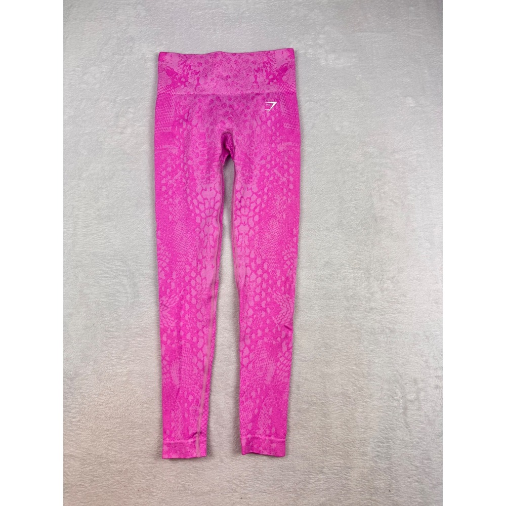 Gymshark Adapt Animal Seamless Leggings Pink Snake Print Ruched High Waist XS